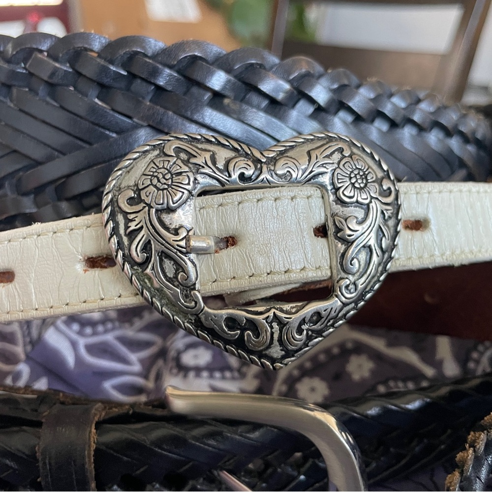 Nocona Tan Leather Belt with Black Braiding